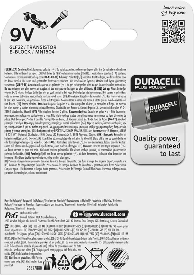 Батарейка Крона Duracell 6LF22 BL2 - фото